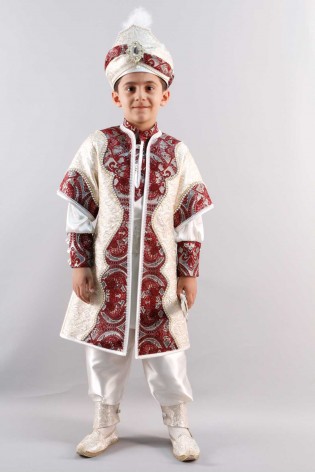 Baskılı Sünnet Takımı Krem Bordo 