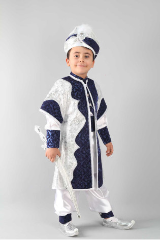 Desenli Beyaz Lacivert Sünnet Takımı